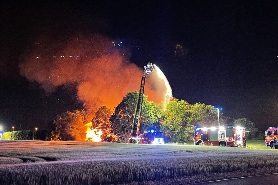 Halle in Vollbrand